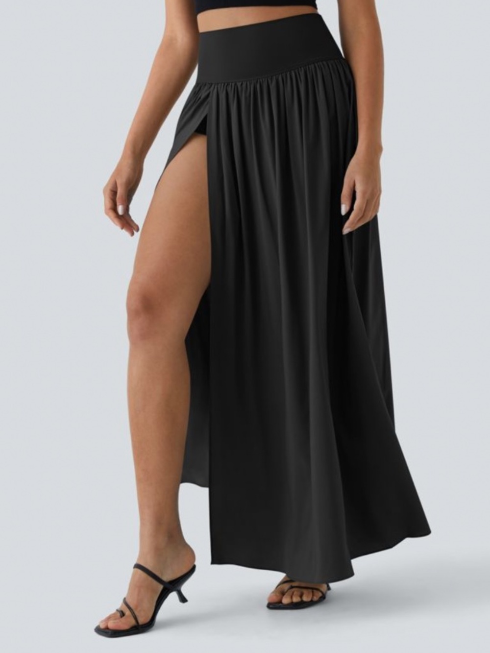 HALARA High Waisted Split 2-in-1 Flowy Quick Dry Maxi Casual Skirt - Picture 3 of 6